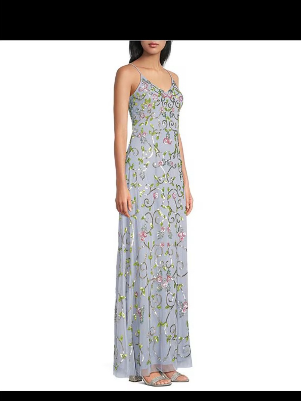 Jump Embroidered Light Blue Floral Slip Maxi Dress size 13/14